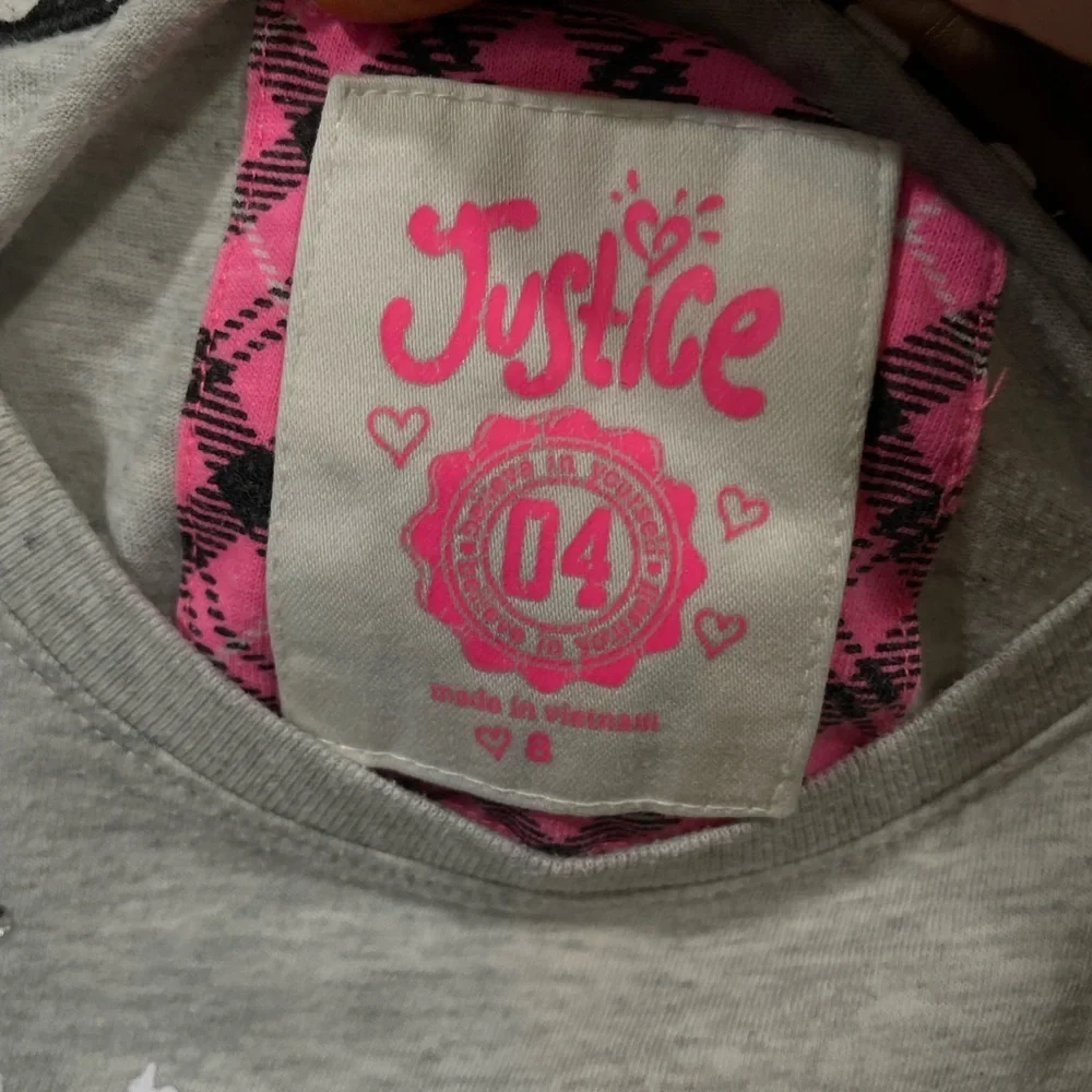 Justice Gray Tee with Pink and Black Accents